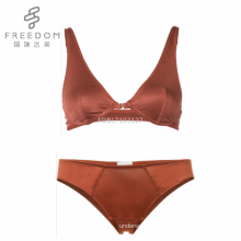 FDBL7103127 Hot sale high quality comfortable 100% silk sexy push up plunge front open sexy women underwear bra panties